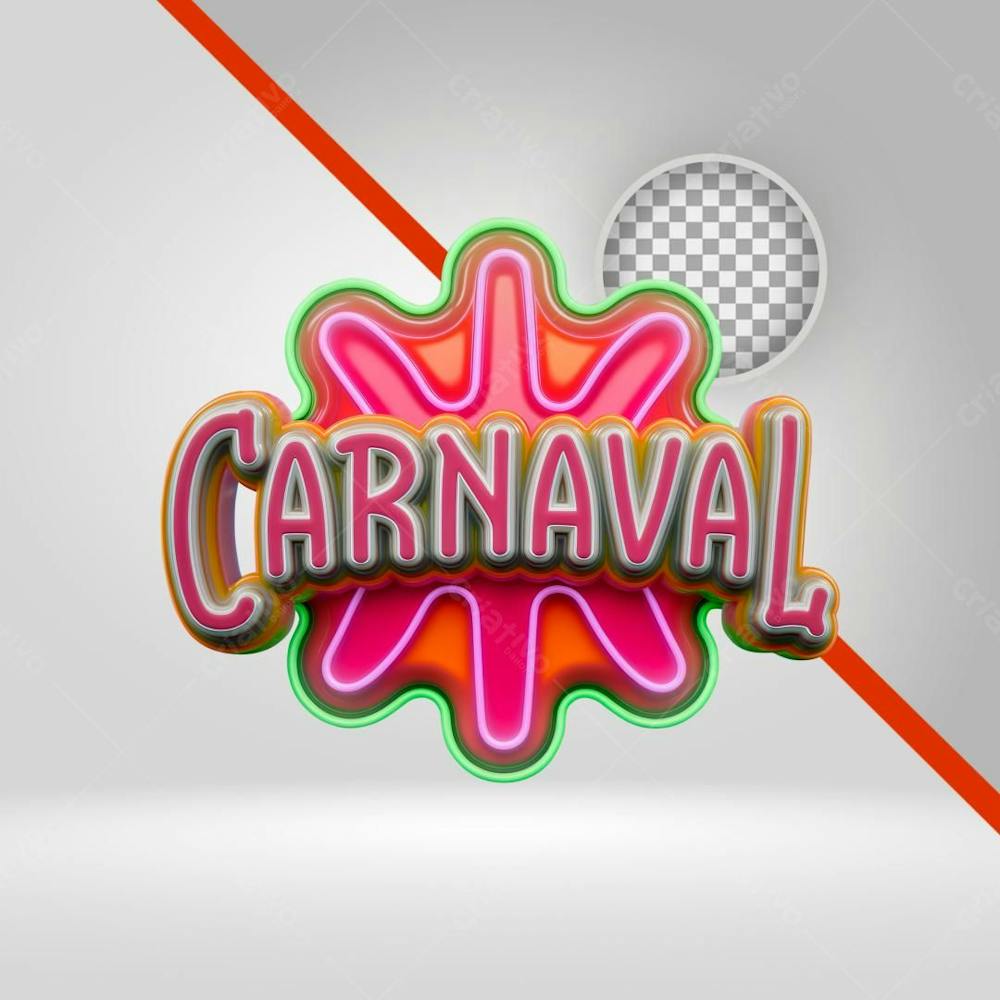 Selo 3D Carnaval, Texto 3D, Logotipo Para Bloco, Folia, Png