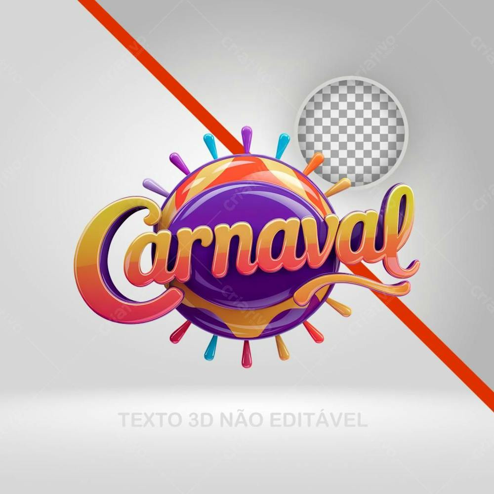 Selo 3D Carnaval, Texto 3D, Logotipo Para Bloco, Folia, Png