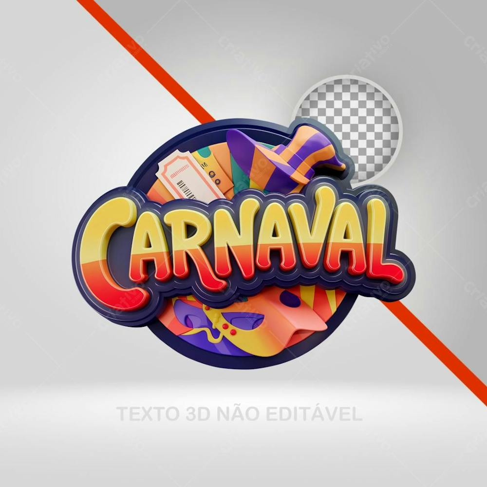 Selo 3D Carnaval, Texto 3D, Logotipo Para Bloco, Folia, Png