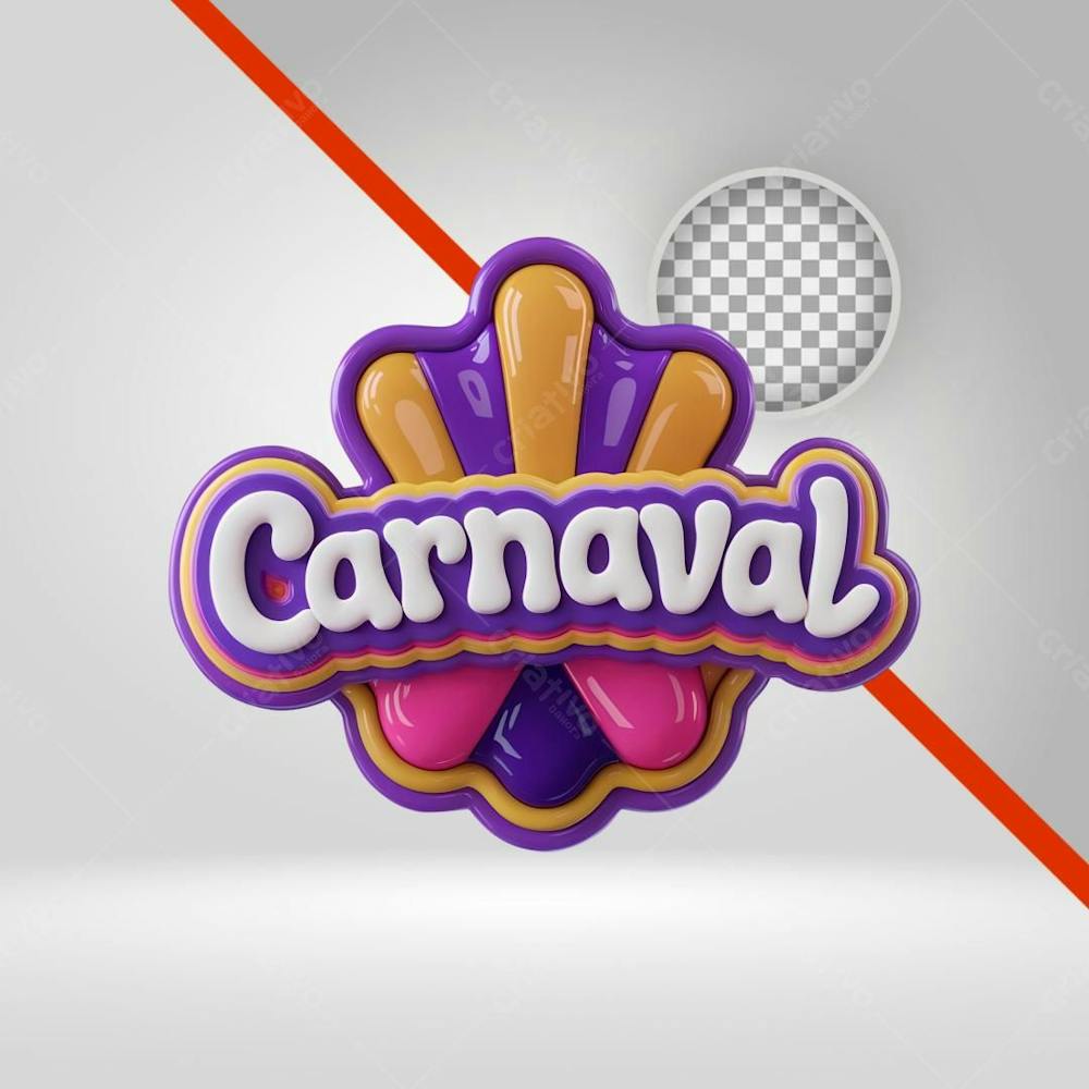 Selo 3D Carnaval, Texto 3D, Logotipo Para Bloco, Folia, Png