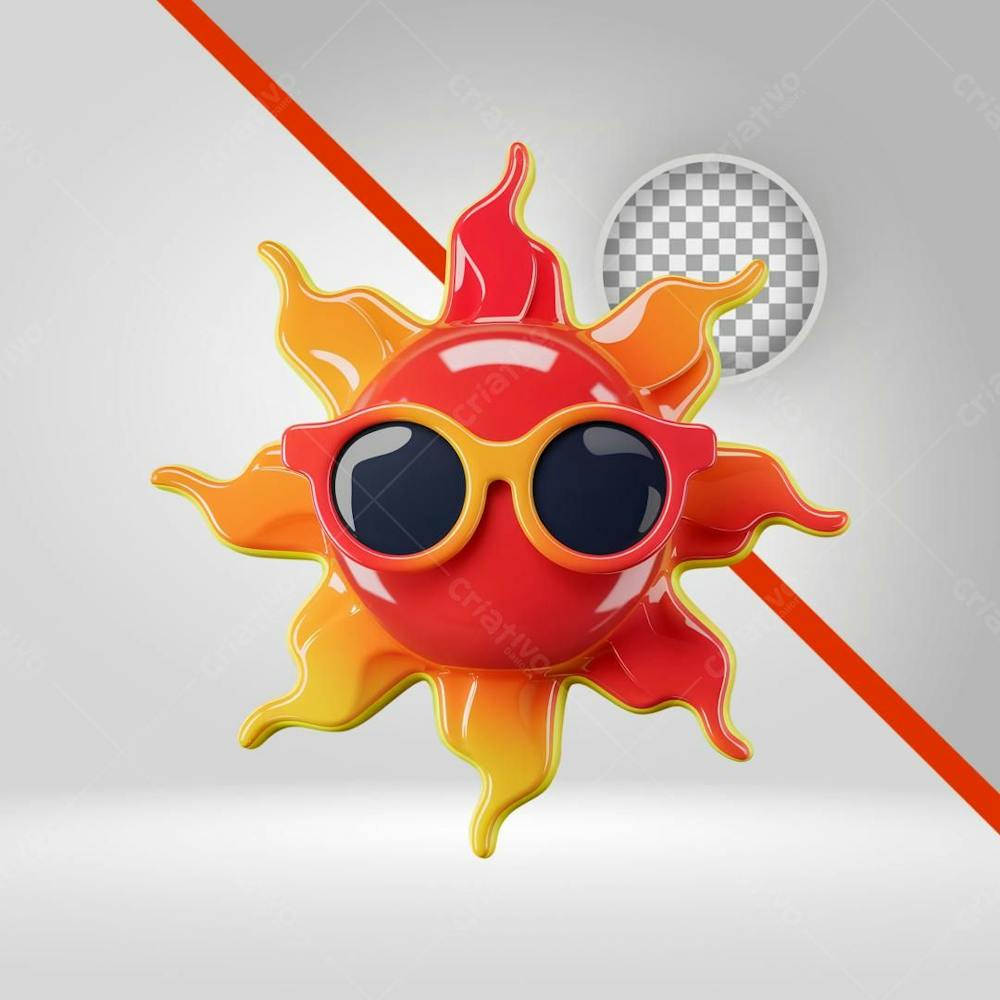 Selo 3D Sol Verão, Texto 3D, Tardezinha, Png Emoji 3D