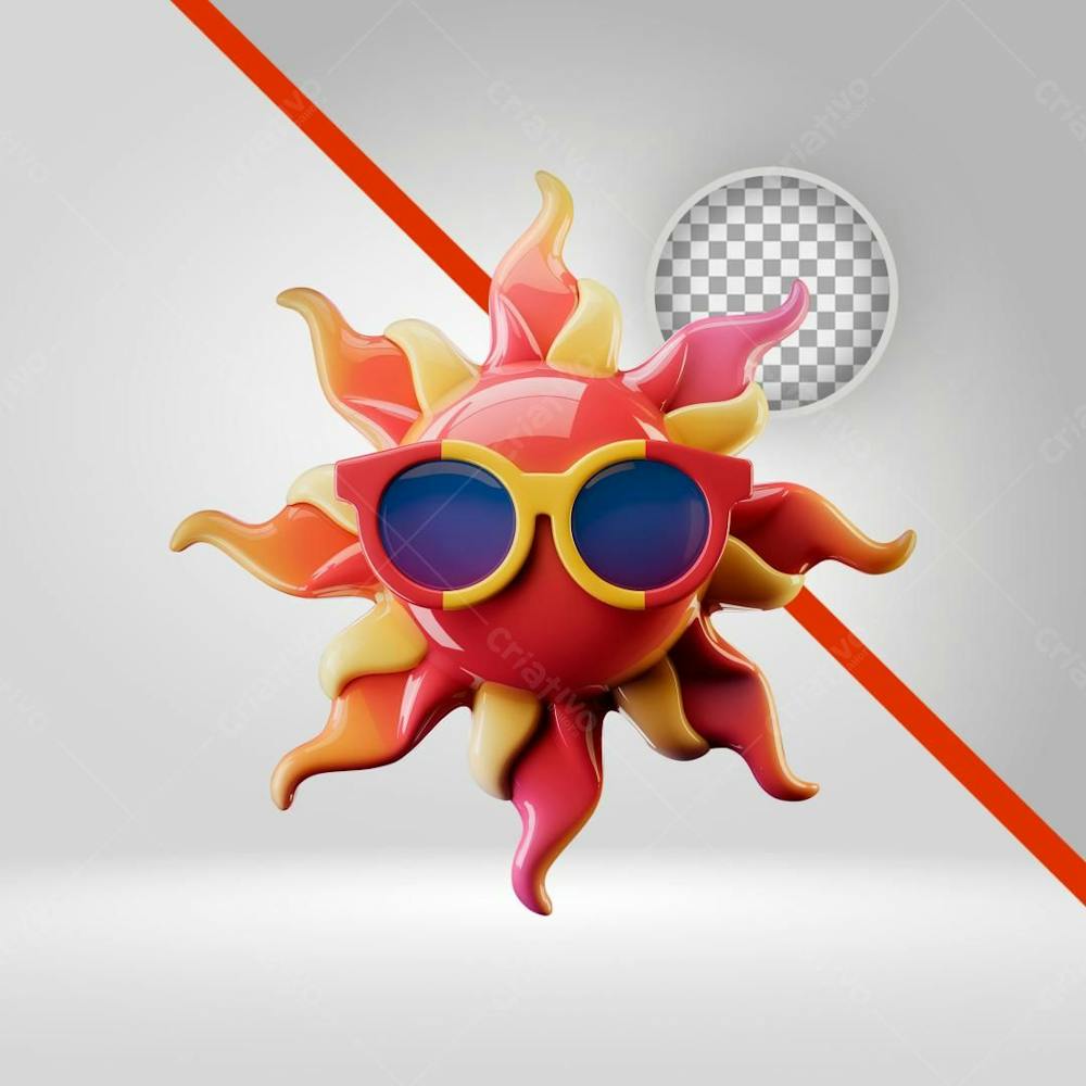 Selo 3D Sol Verão, Texto 3D, Tardezinha, Png Emoji 3D