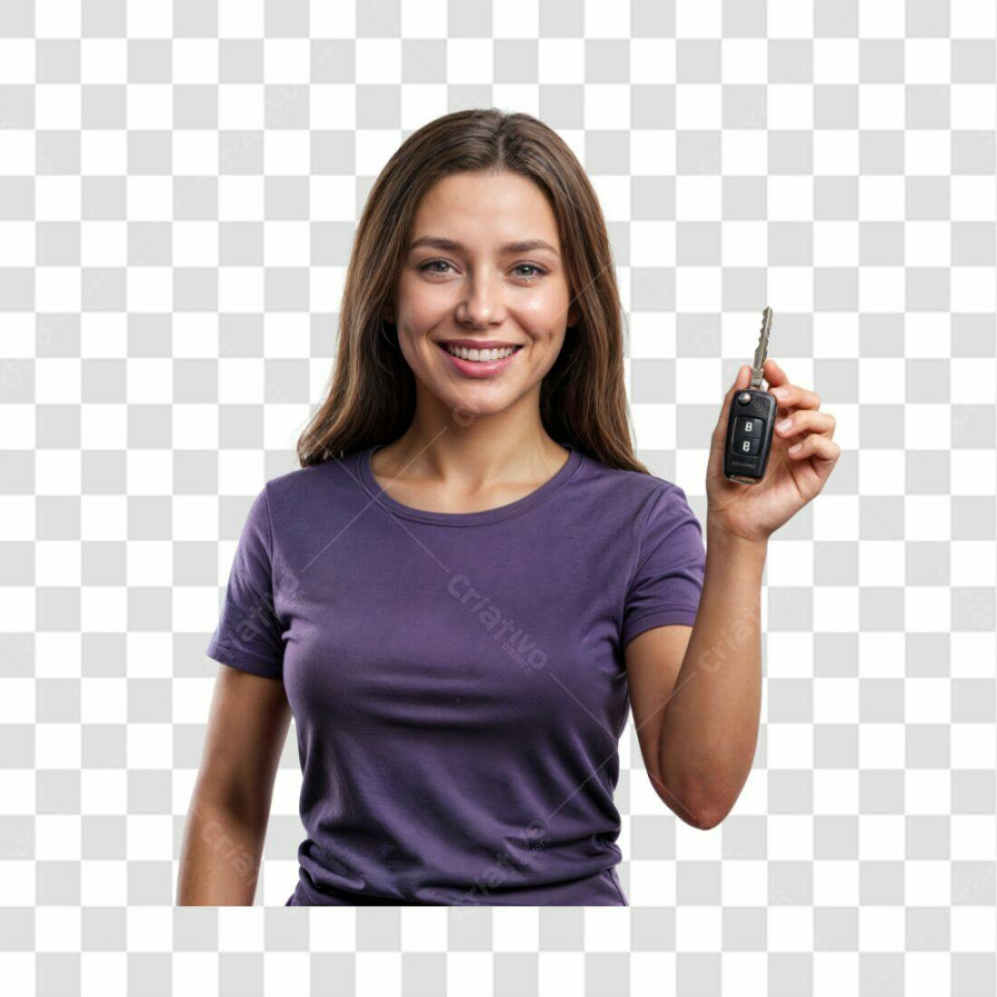 Banner Mulher com Chave de Carro PNG com fundo transparente