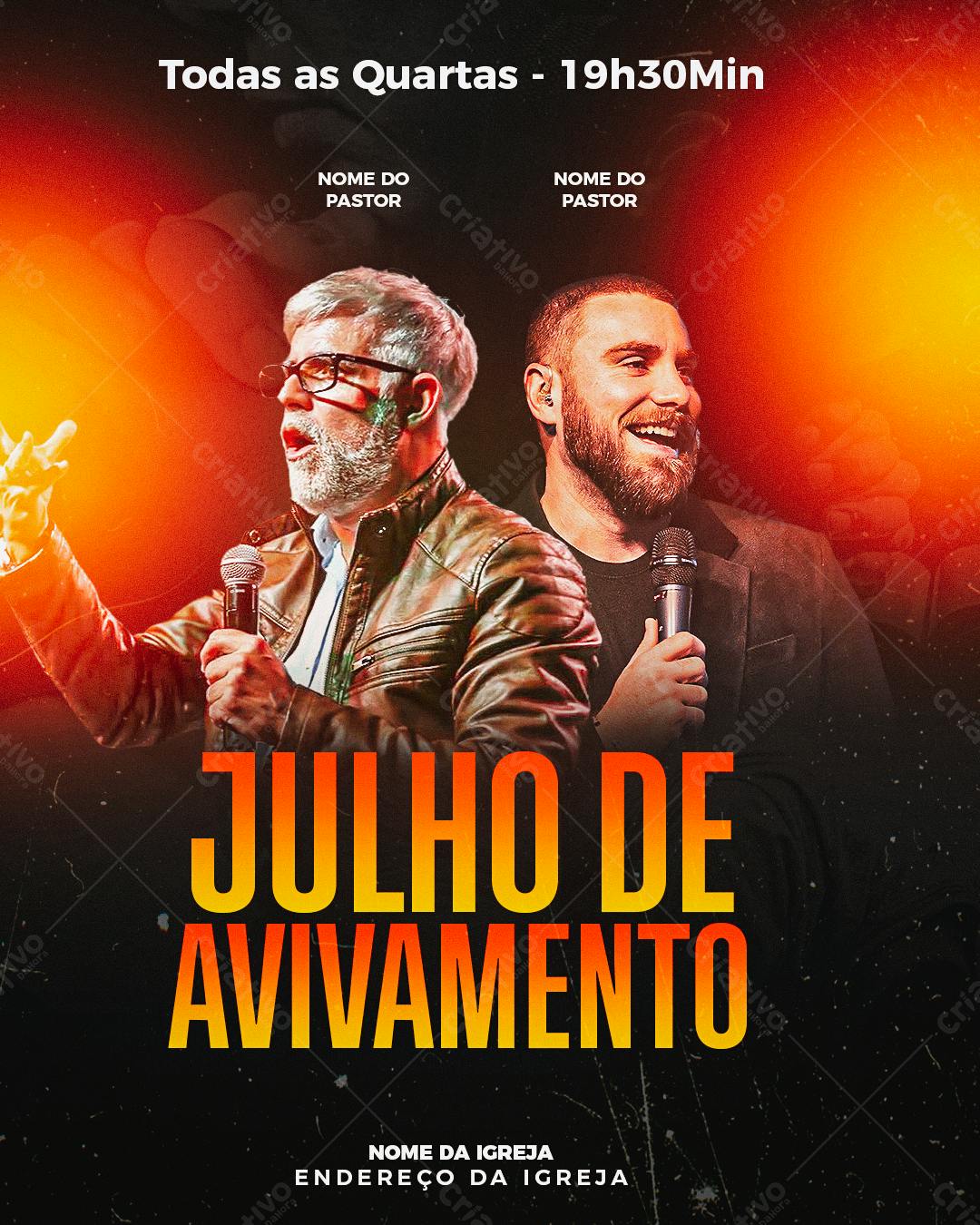 Flyer para Evento de Avivamento em Igreja PSD Editável