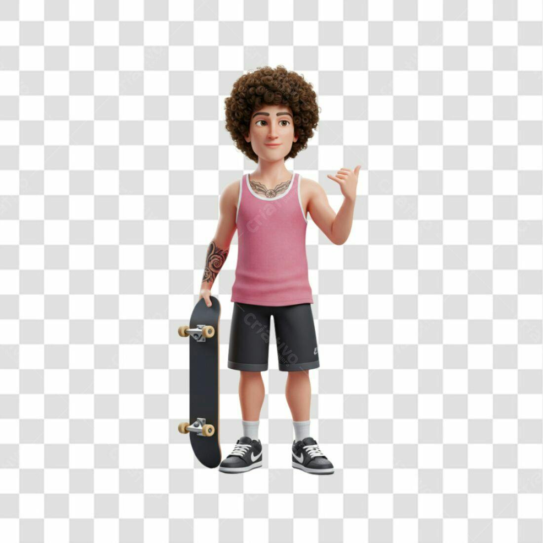 Avatar jovem skatista PNG com fundo transparente