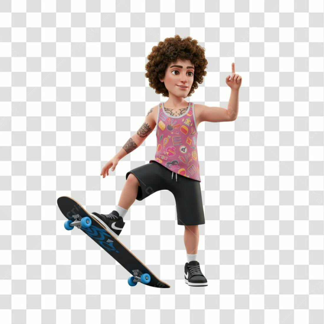Ilustração PNG com fundo transparente Rapaz de Skate