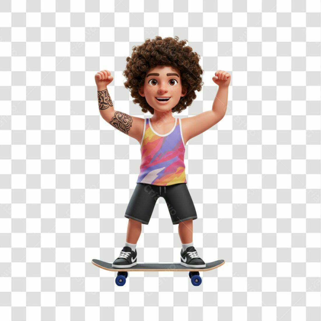 Ilustração PNG com fundo transparente Menino no Skate