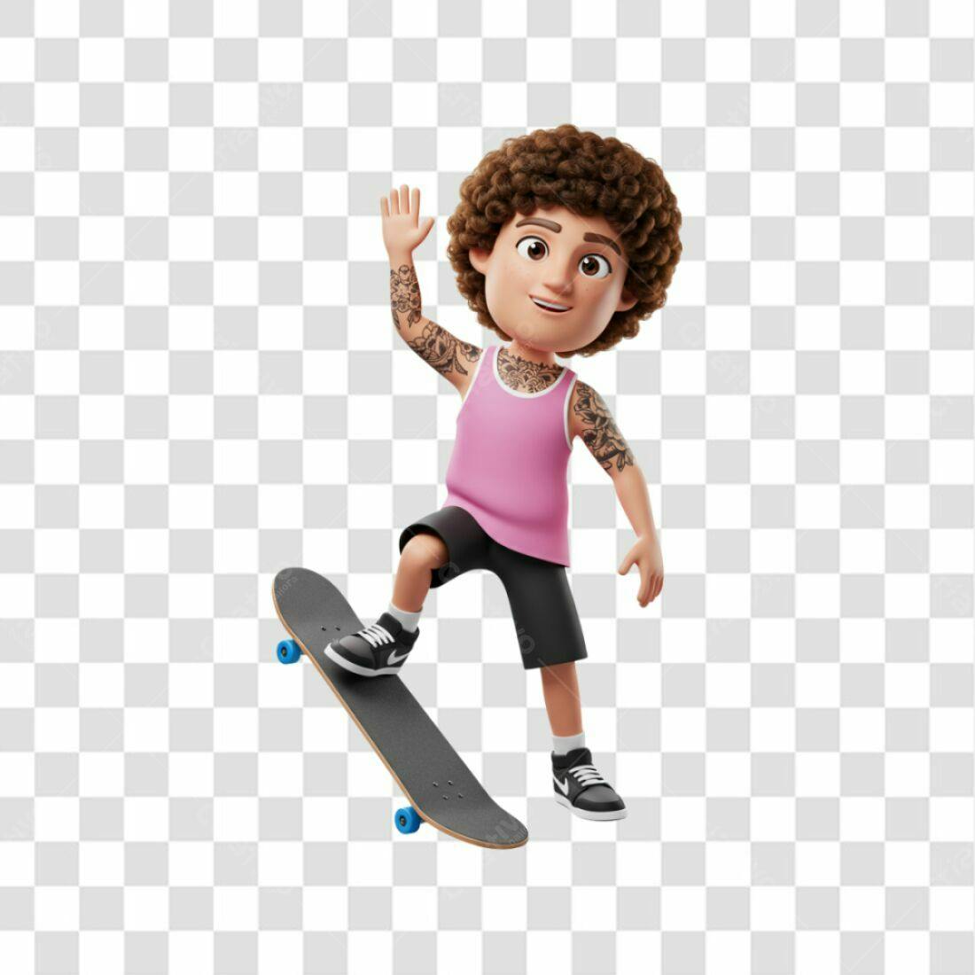 Personagem Cartoon Skate PNG com fundo transparente