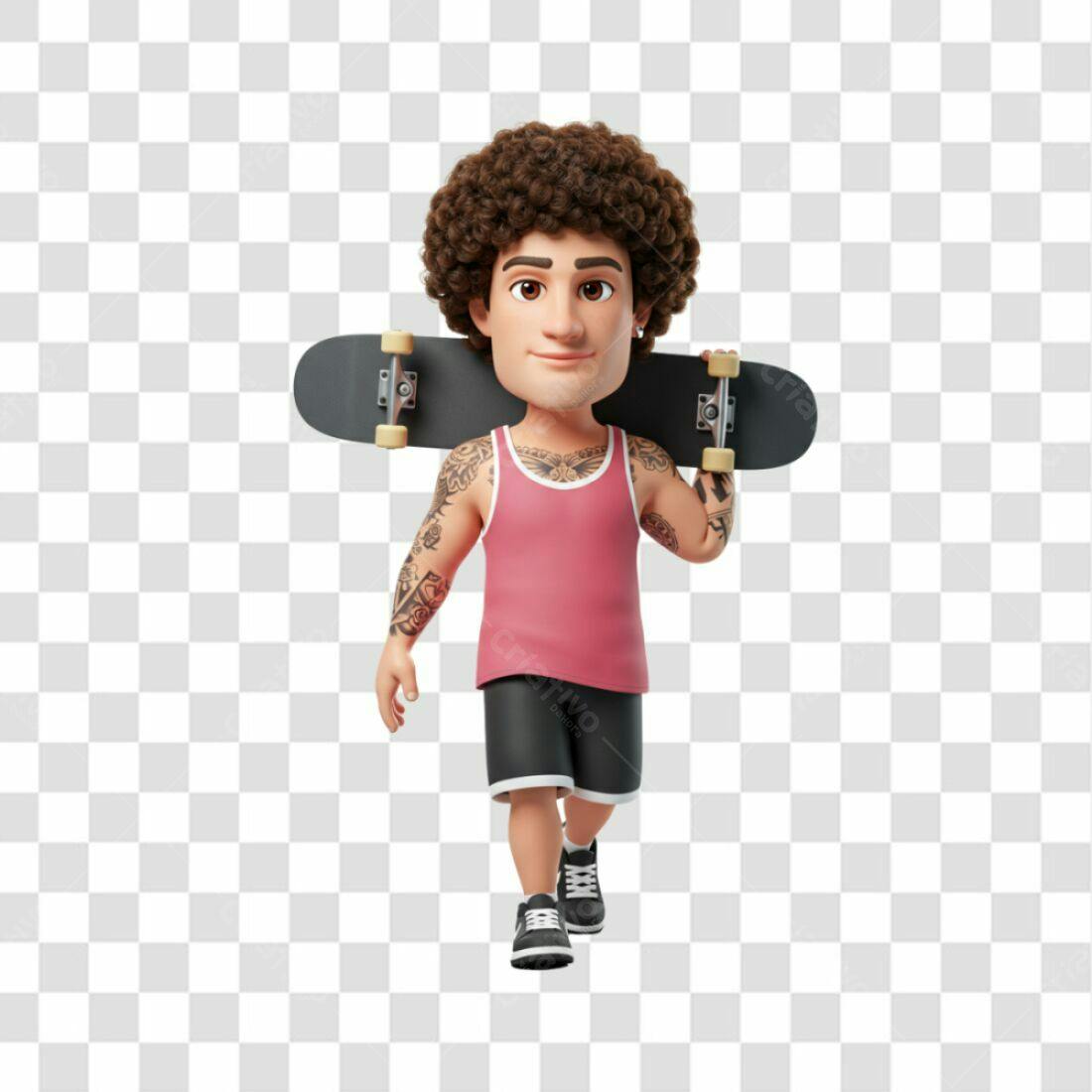 Ilustração PNG com fundo transparente Skatista com Skate
