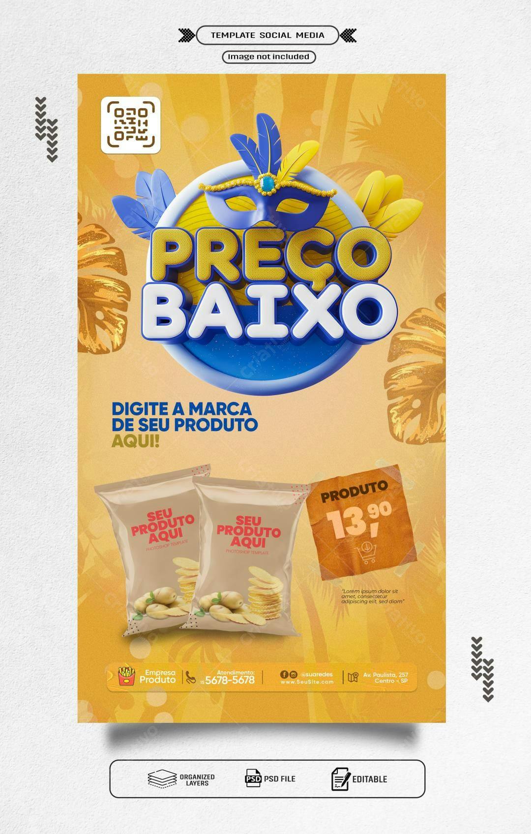 Flyer de Promoção com Preço Baixo PSD Editável