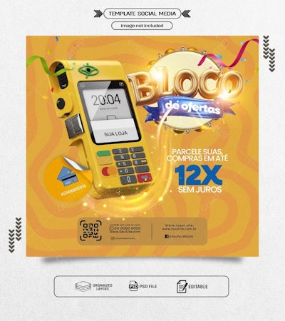 Flyer de Promoção com Máquina de Cartão PSD Editável