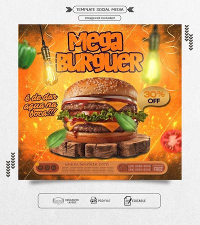 Feed Panfleto Promocional Mega Hamburguer