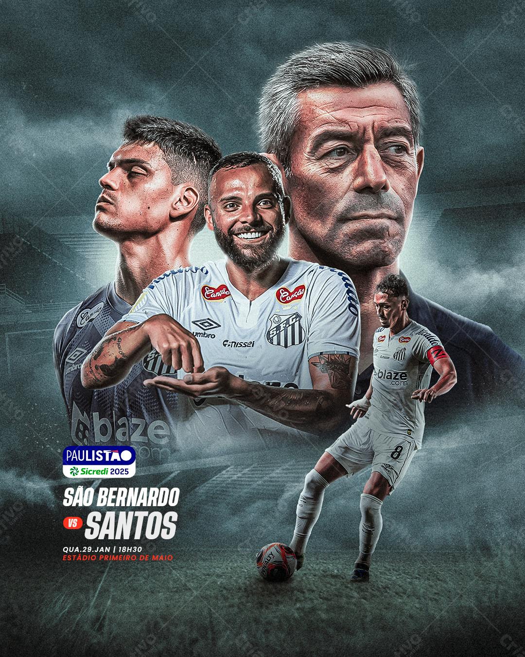 Flyer Santos x São Bernardo PSD Editável