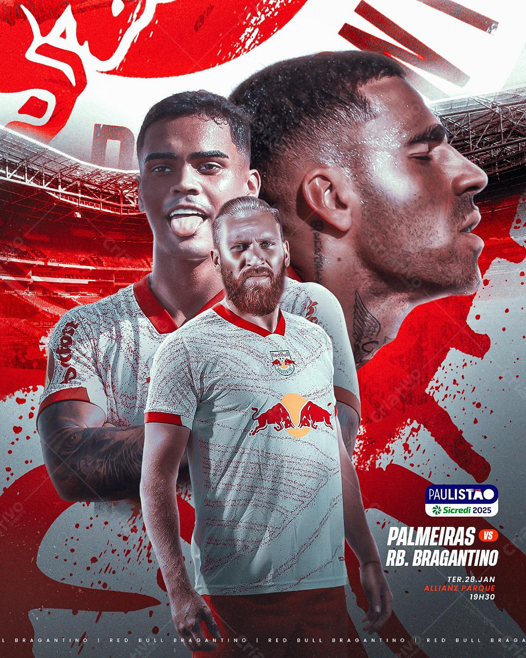 Flyer Palmeiras x RB Bragantino PSD Editável