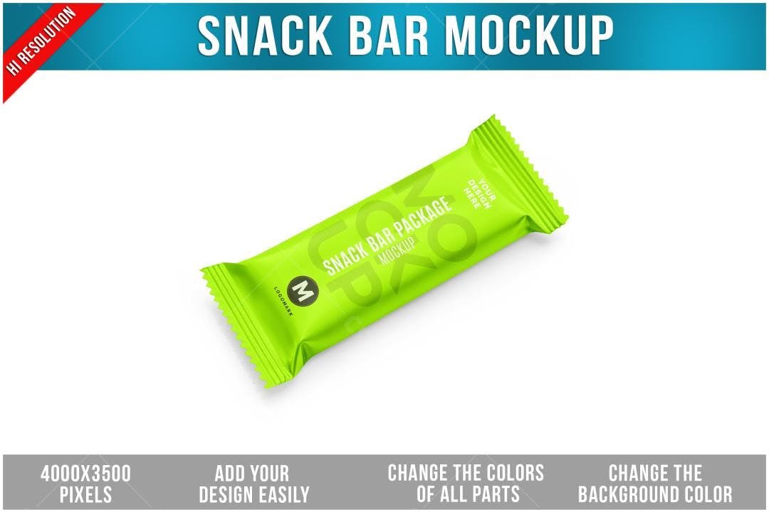 Mockup Realista de Embalagem para Barra de Cereal