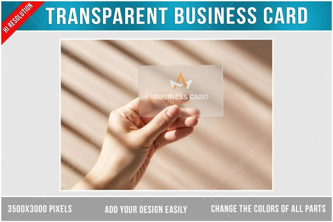 Mockup de Cartão de Visita Transparente Minimalista