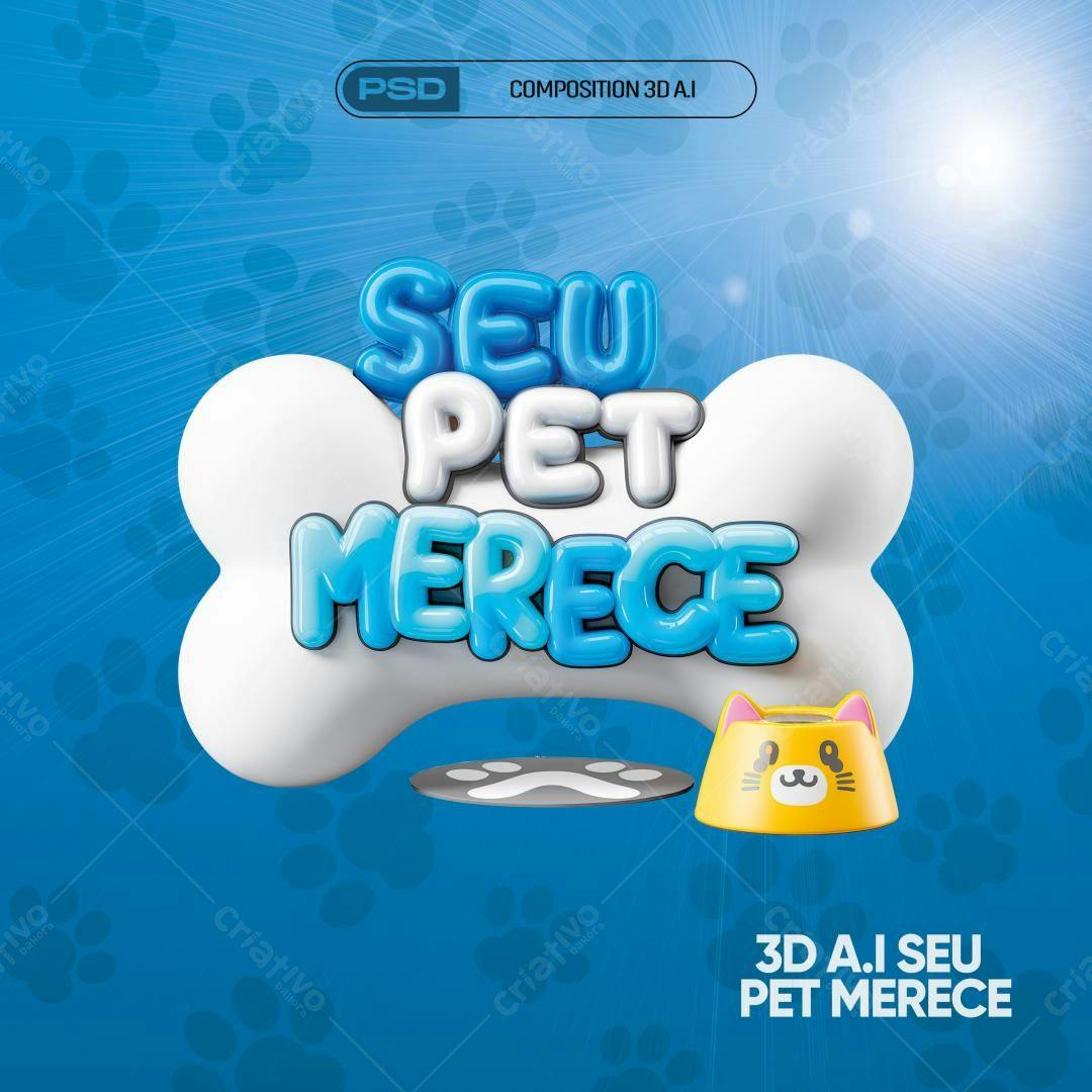 Selo 3D Pet Shop Azul e Branco