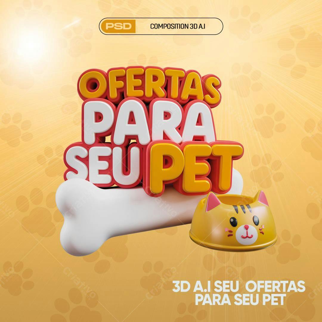 Selo 3D promocional pet amarelo e branco