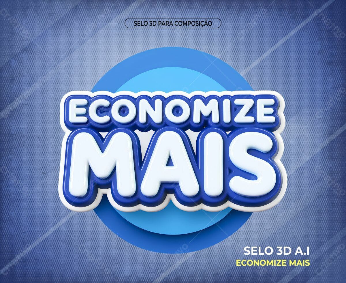 Selo 3D para Economizar Mais PSD Editável