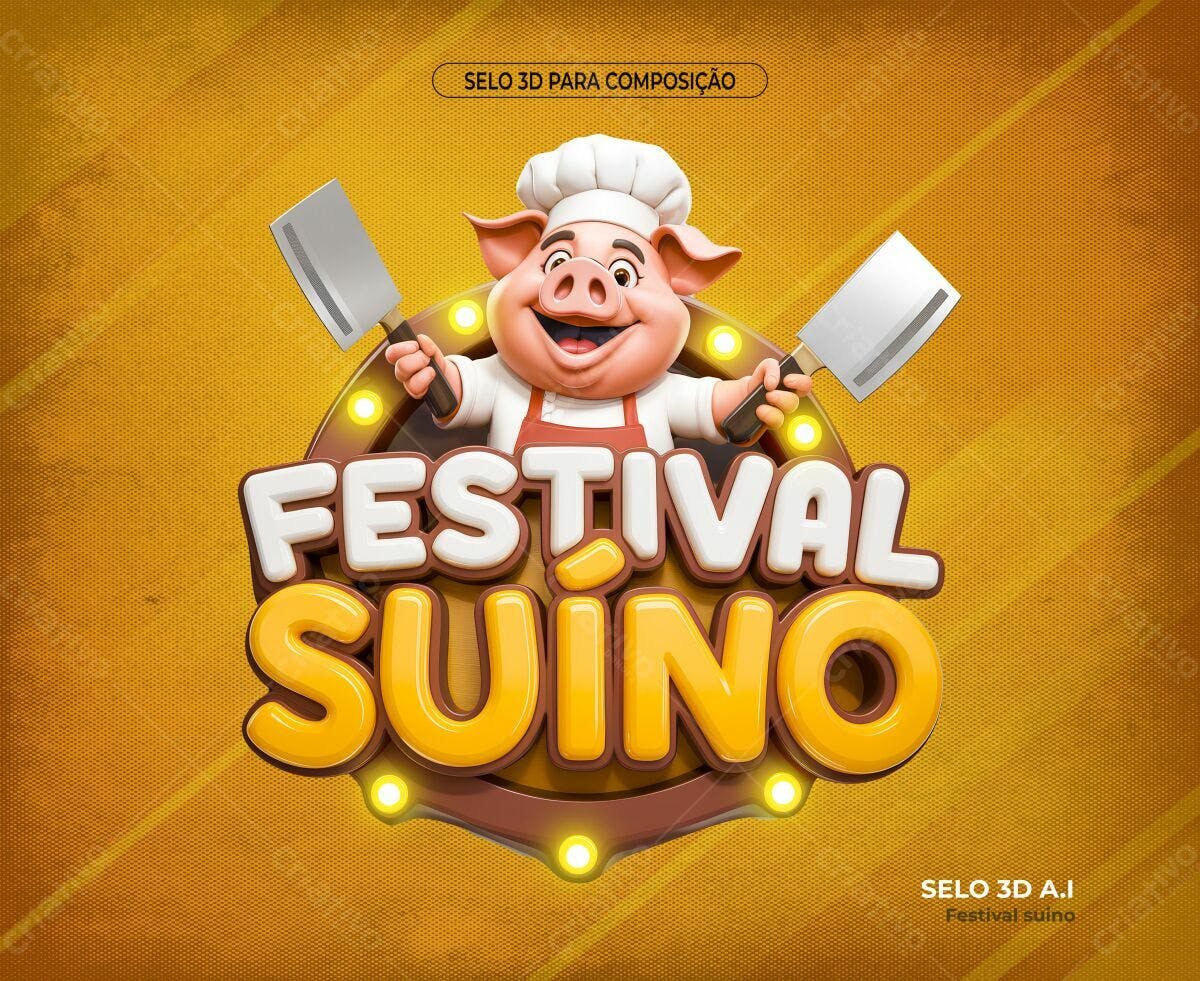 Selo para Festival Suíno PSD Editável