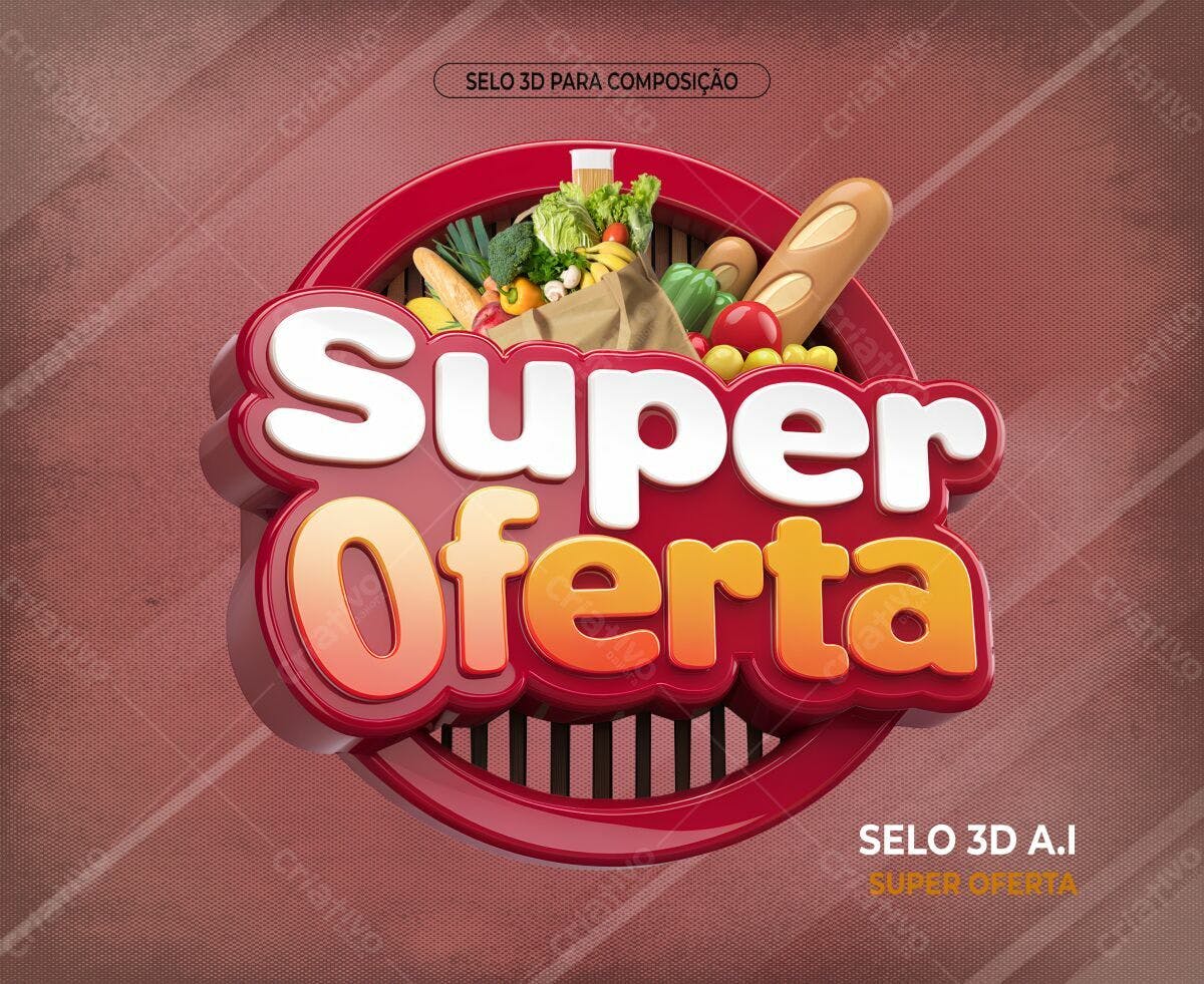 Selo 3D Super Oferta PSD Editável