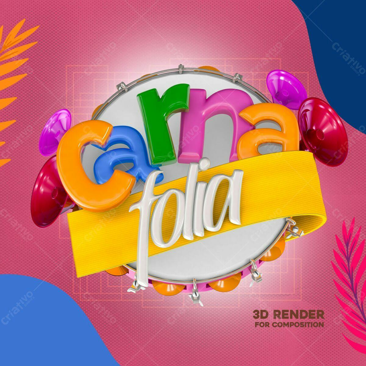Flyer Carnaval 3D PSD Editável