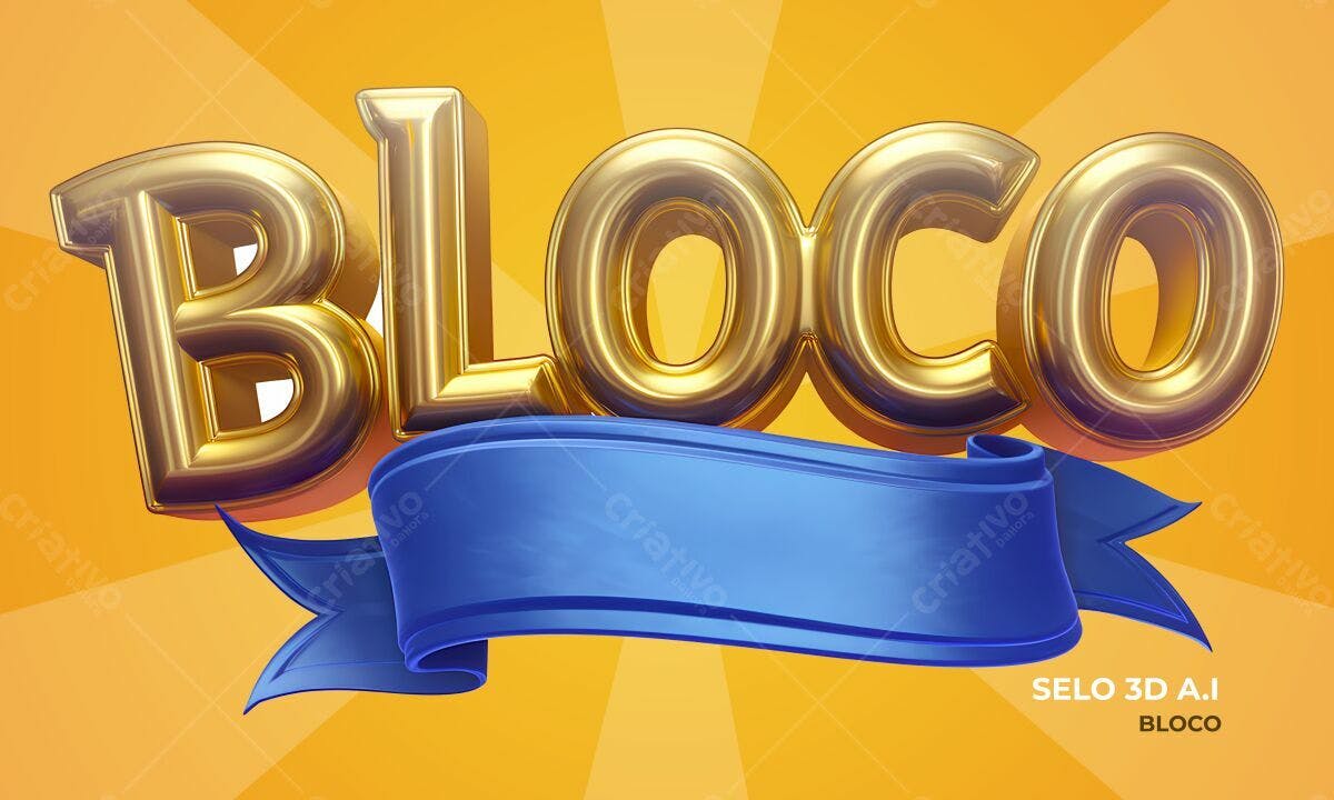 Selo 3D para Bloco de Carnaval PSD Editável