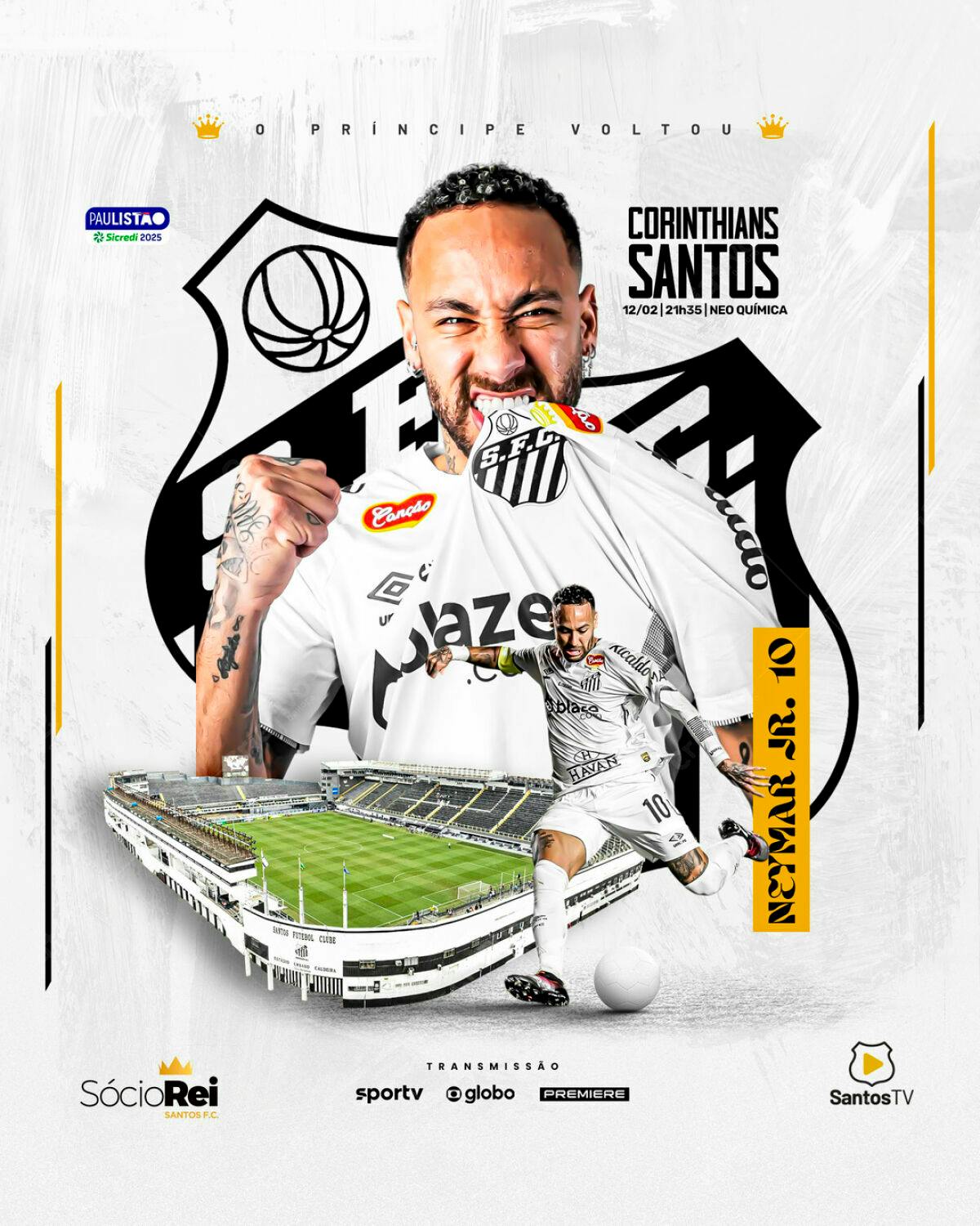 Flyer Neymar Jr. Retorno Corinthians Santos PSD Editável
