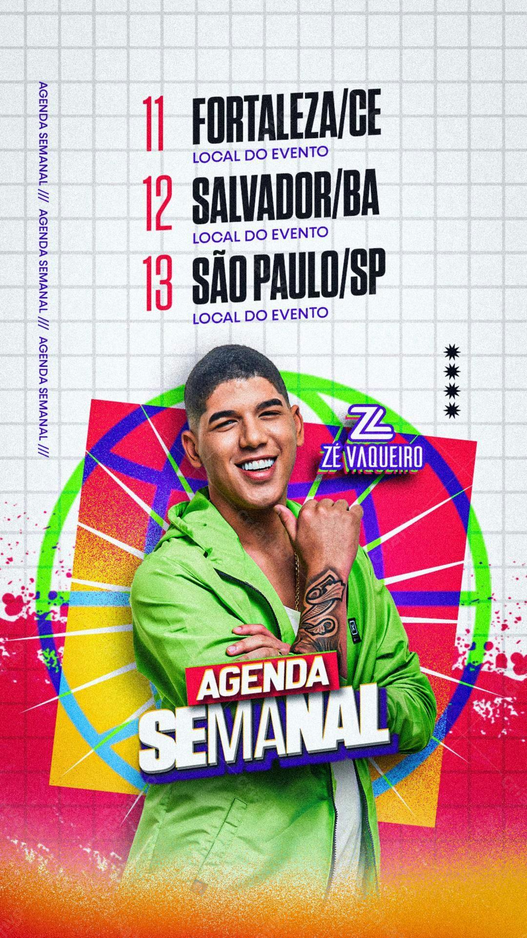 Flyer Agenda Semanal Zé Vaqueiro PSD Editável