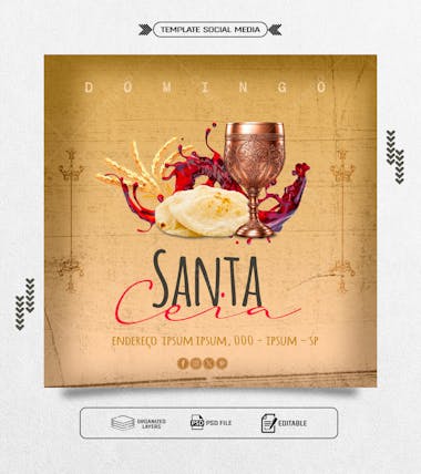 Psd Social Media Feed Editavel Santa Ceia De Páscoa