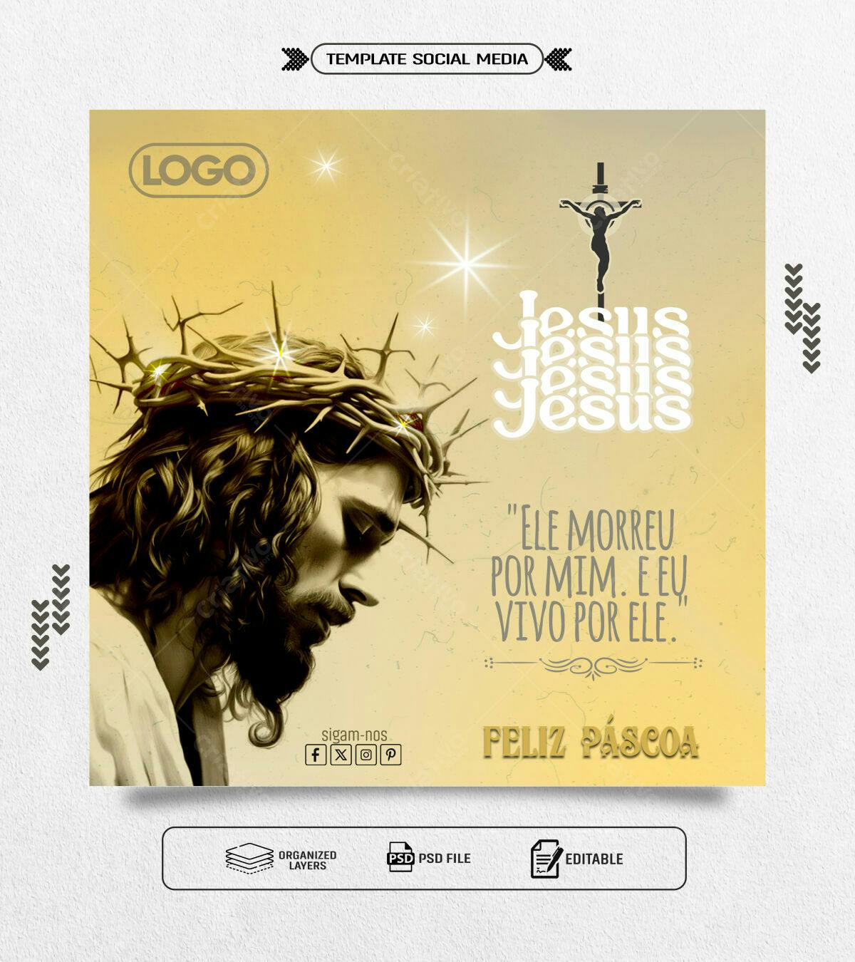 Flyer Páscoa Religioso PSD Editável