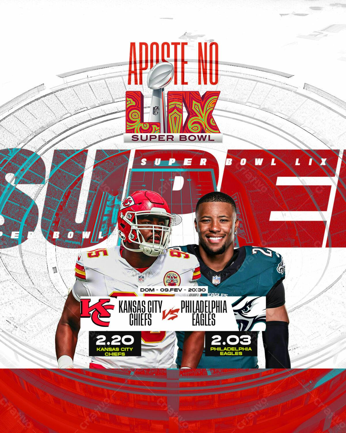 Flyer Super Bowl LVII PSD Editável