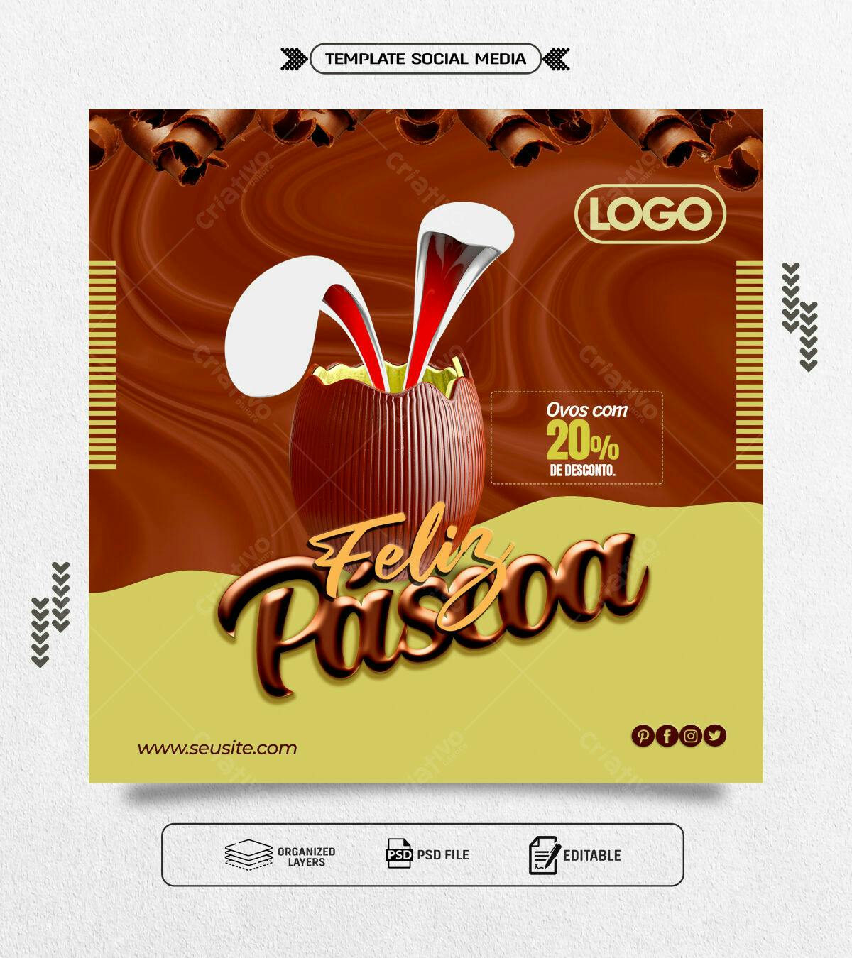 Social Media Páscoa PSD Editável