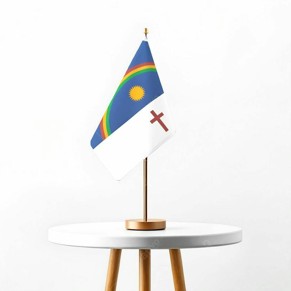 Mini Bandeira Do Estado De Pernambuco Hasteada Em Cima De Uma Mesa