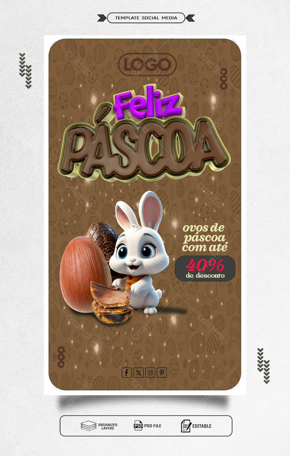 Psd Editável Social Media Storie Campanha De Vendas De Páscoa Com Promoção