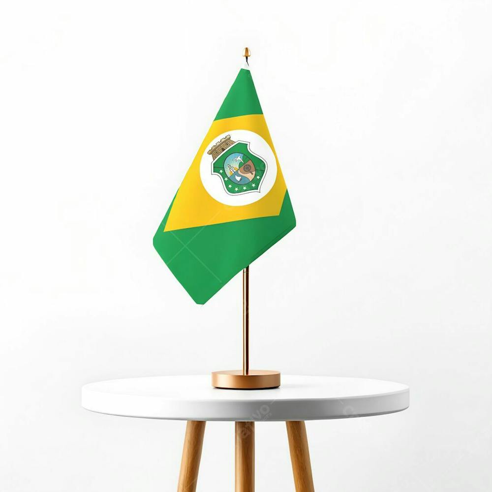 Mini Bandeira Do Estado Do Ceará Hasteada Em Cima De Uma Mesa