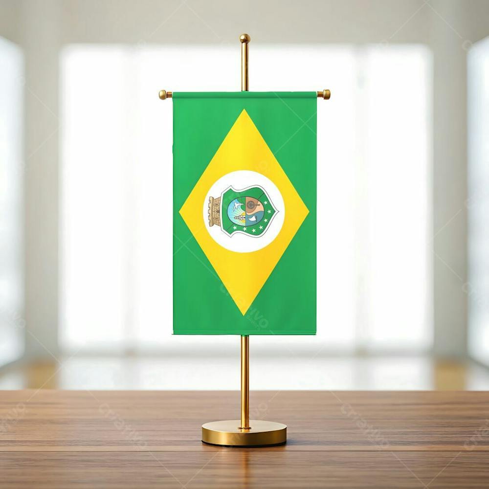 Mini Bandeira Do Estado Do Ceará Em Cima De Uma Mesa