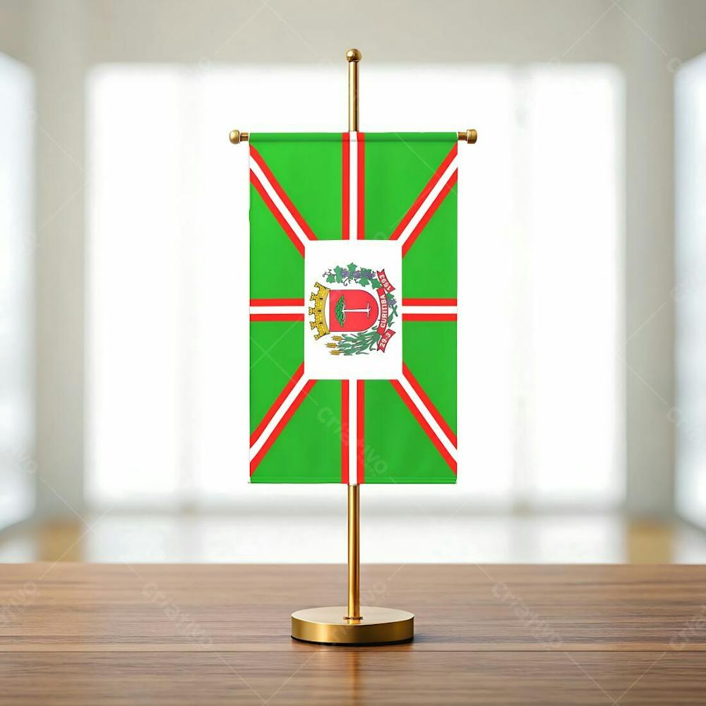 Mini Bandeira Da Cidade De Curitiba Em Cima De Uma Mesa