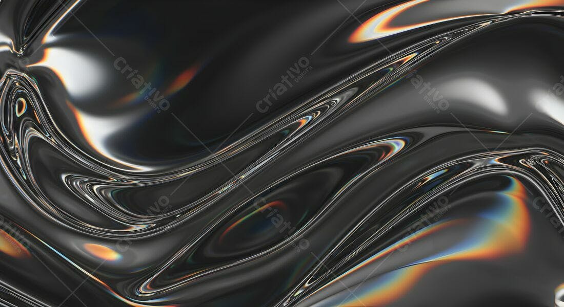 Fluxo metálico abstrato com reflexos iridescentes