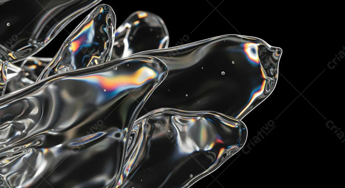 Fluidos translúcidos com reflexos iridescentes
