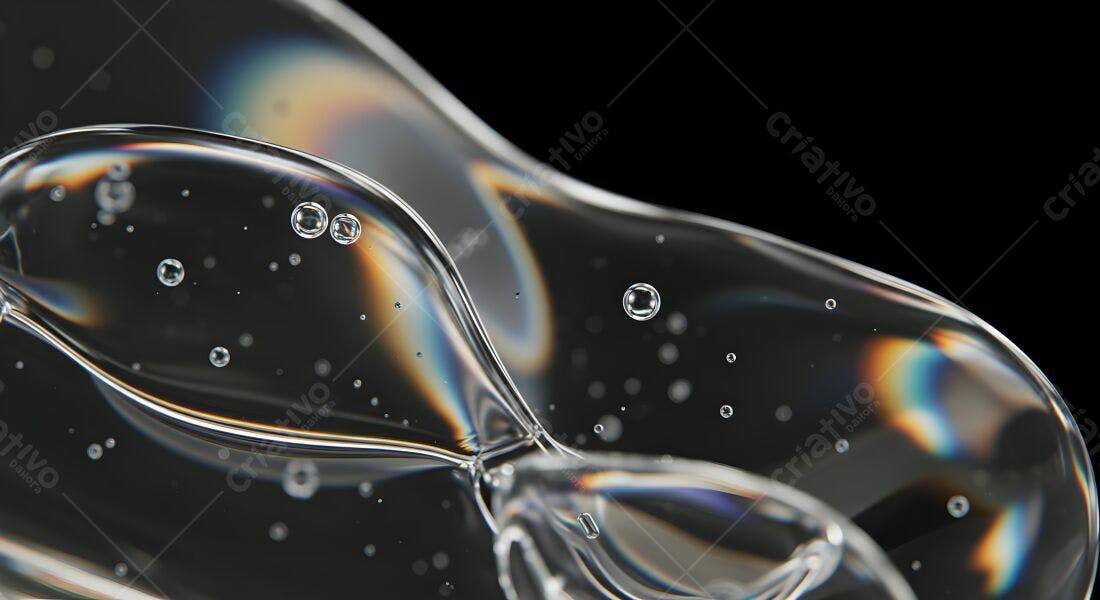 Gotas de óleo transparentes fundo preto