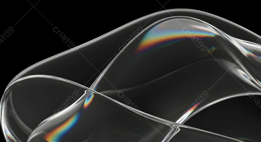 Formas fluidas translúcidas com reflexos iridescentes