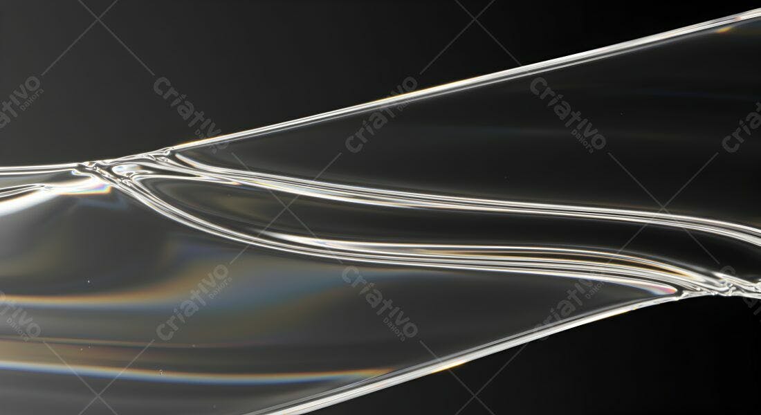 Fluxo de plástico transparente fundo preto