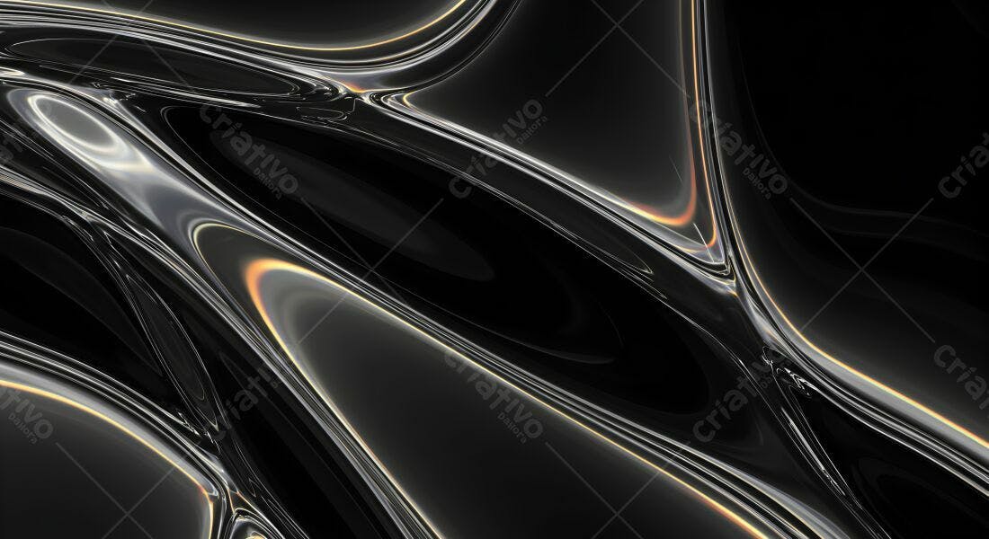 Fluxo metálico preto e dourado abstrato