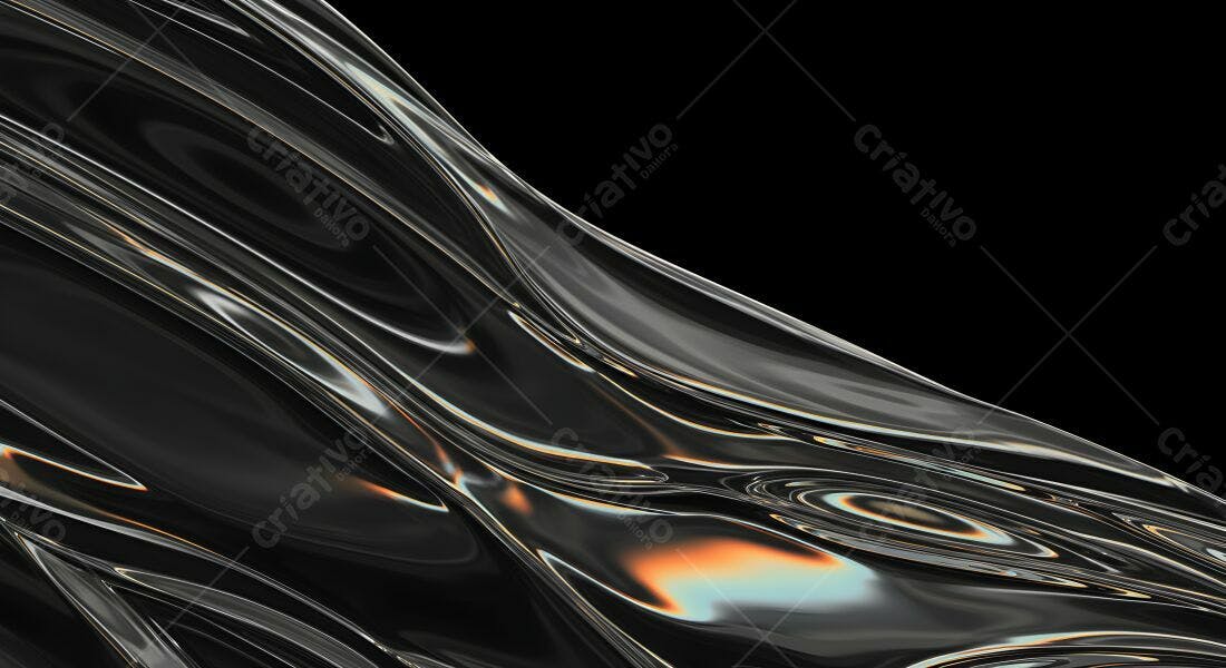 Fluxo metálico preto e dourado abstrato