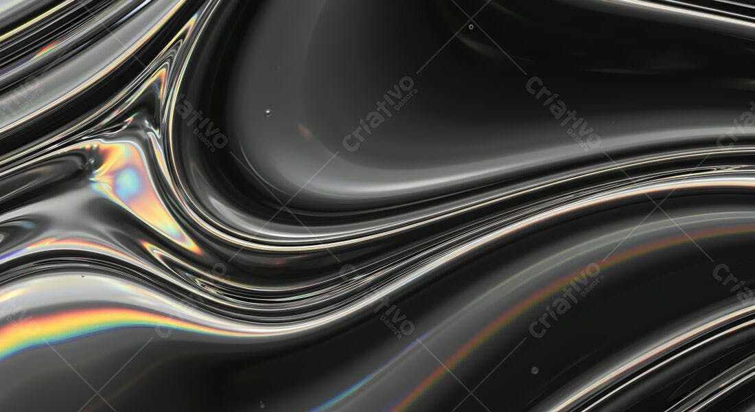 Fluxo metálico iridescente abstrato