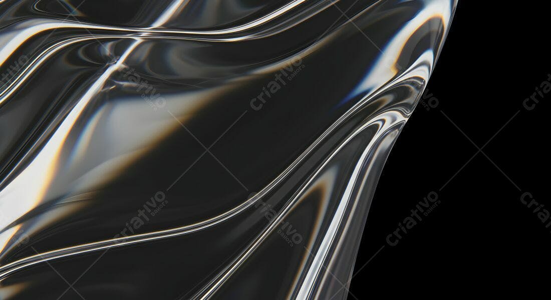 Fluxo metálico abstrato fundo preto