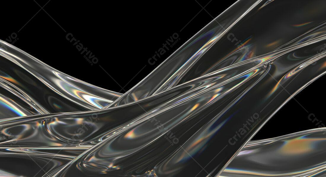 Fluxo metálico abstrato com reflexos iridescentes