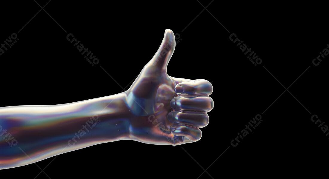 Mão holográfica mostrando positivo