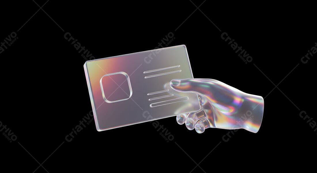 Mão segurando cartão holográfico